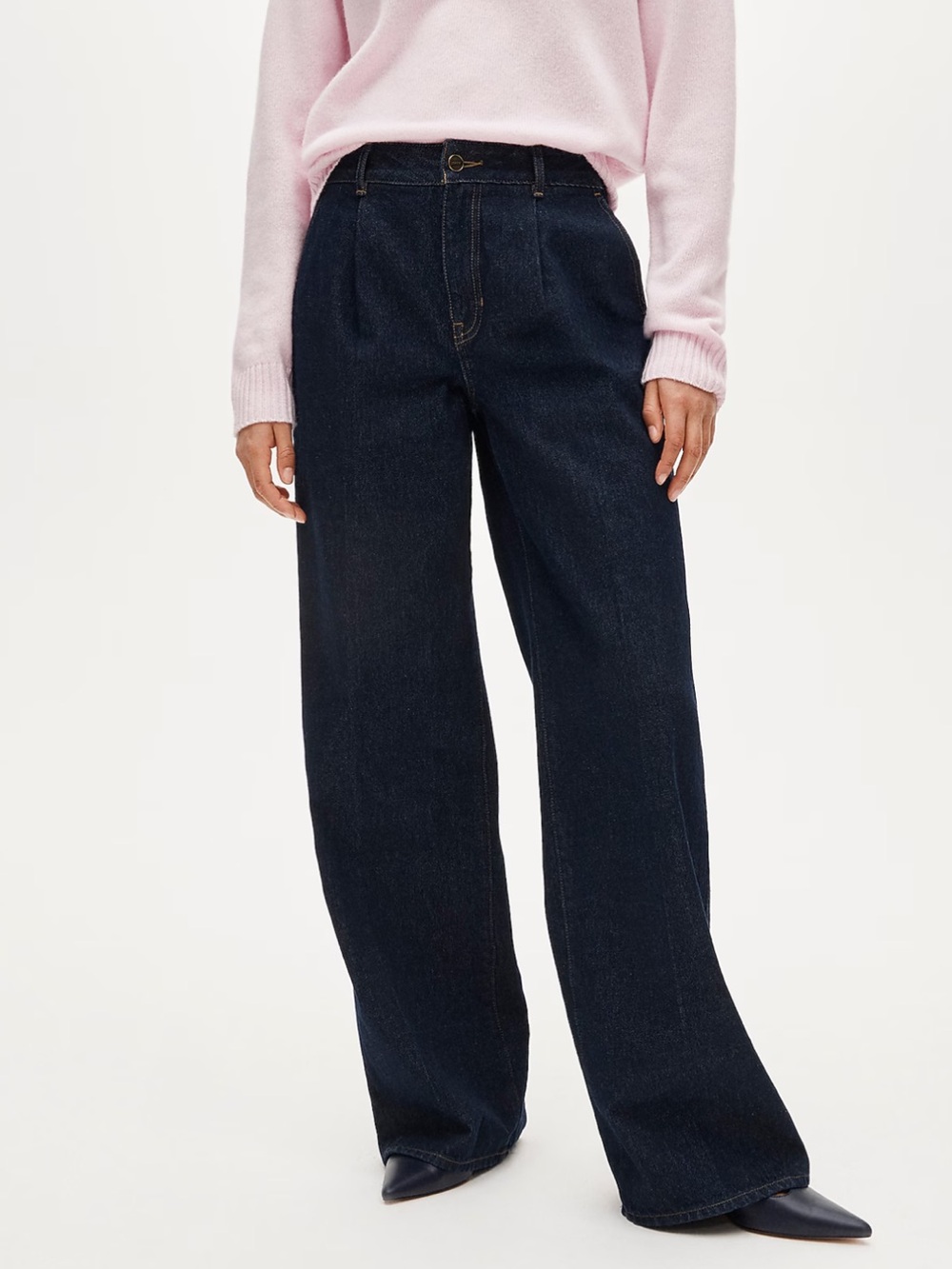 BOGO! J. Crew Pleated Trouser Wide Leg Jean - Rinse Wash Dark Indigo Blue Size 2